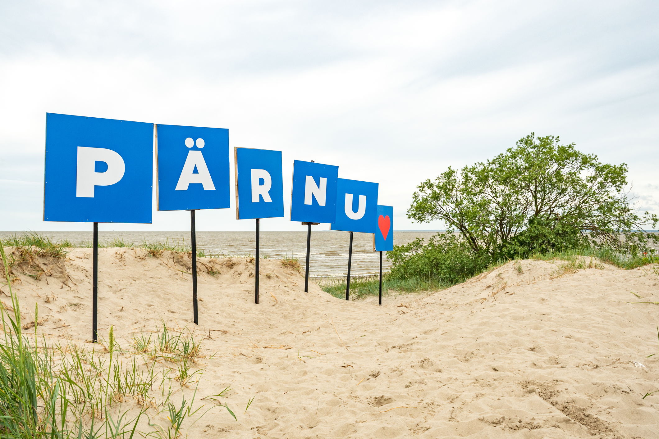 Parnu, Estonia Europe, Name Of The City On The Sandy Beach And Dunes